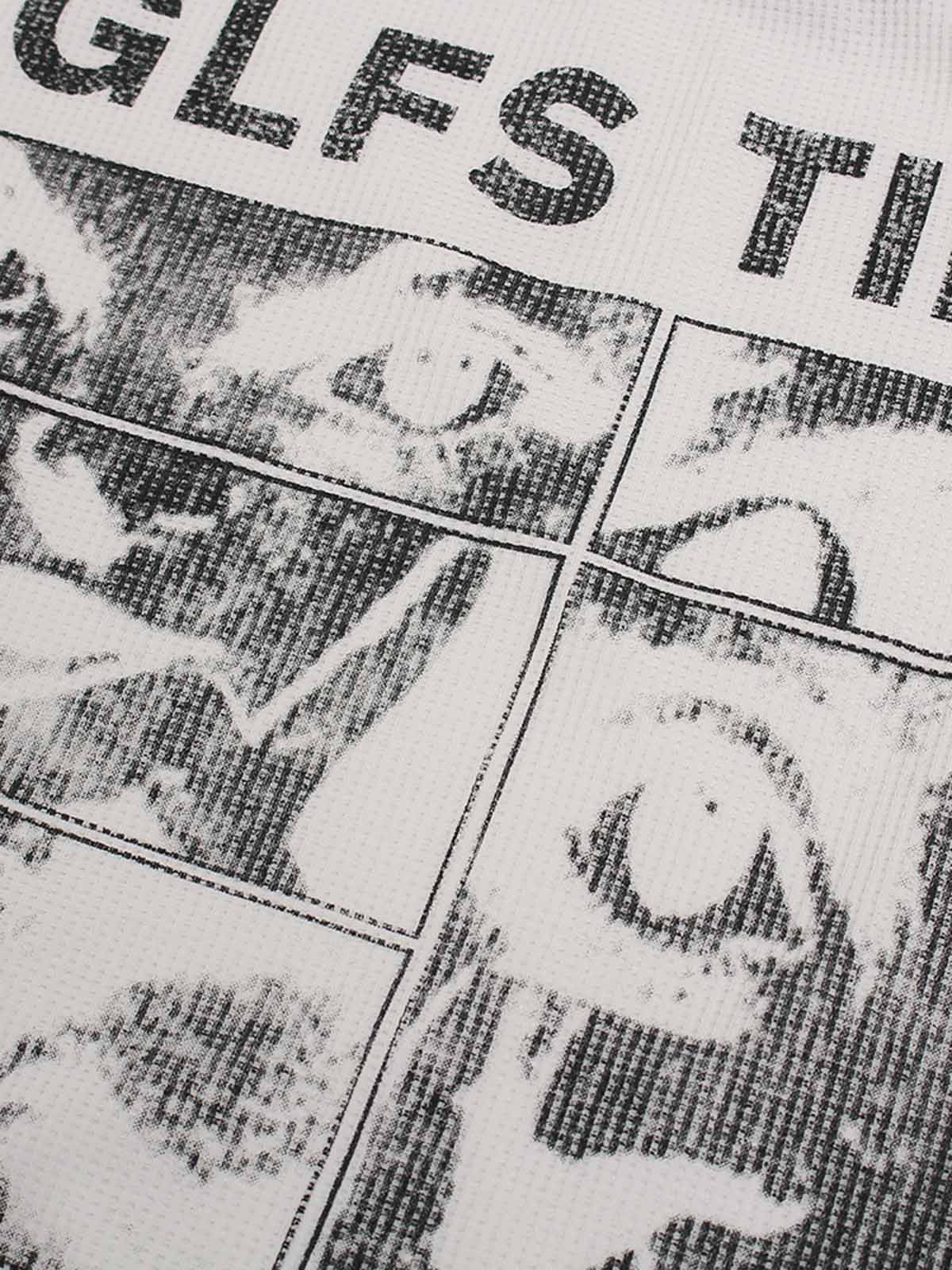 T-Shirt Letter Waffle — Streetwear Y2K Oversized Men Women