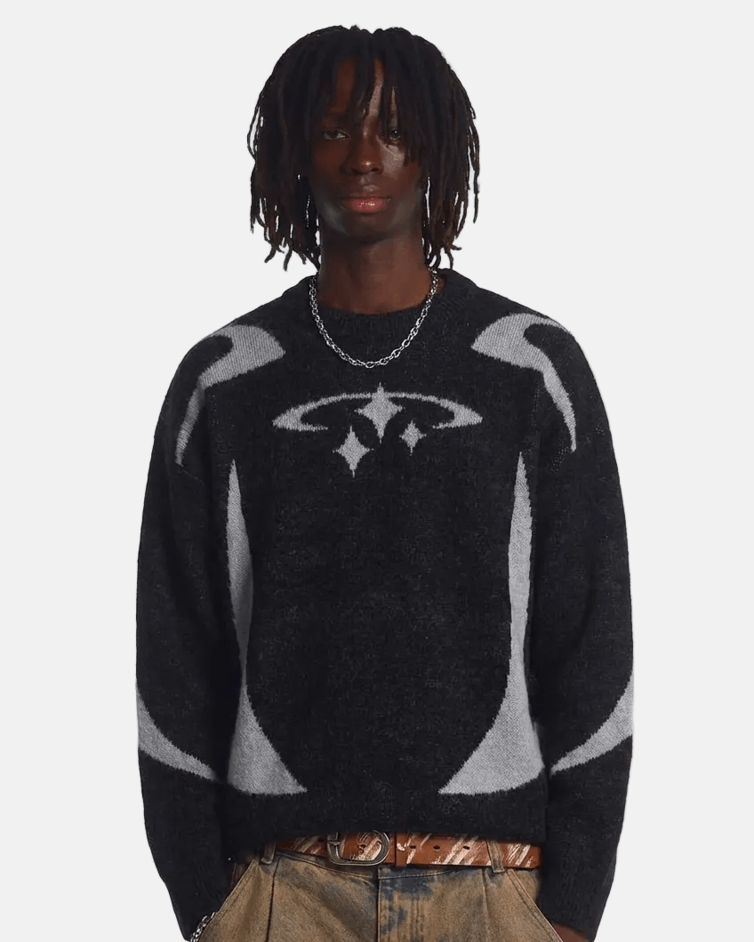 Brushed Knit Sweater Circle Star