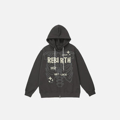 SUDADERA CON CREMALLERA "REBIRTH SKELETON"