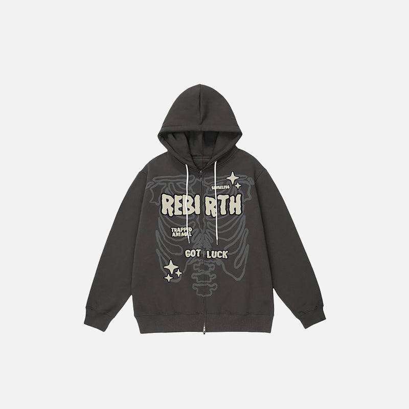 SUDADERA CON CREMALLERA "REBIRTH SKELETON"