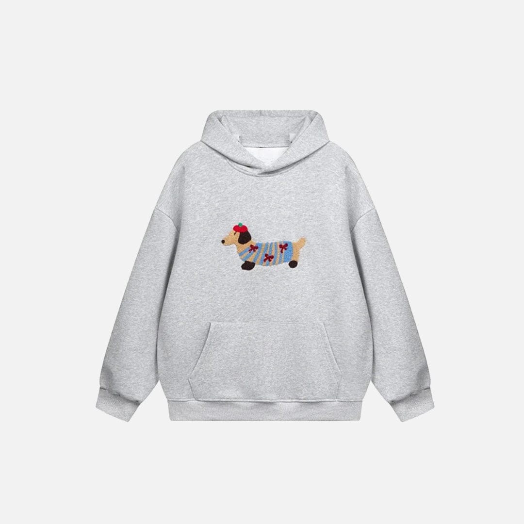 Hoodie Dachshund Blanc — Hoodie Streetwear Y2K ShineAndGlory