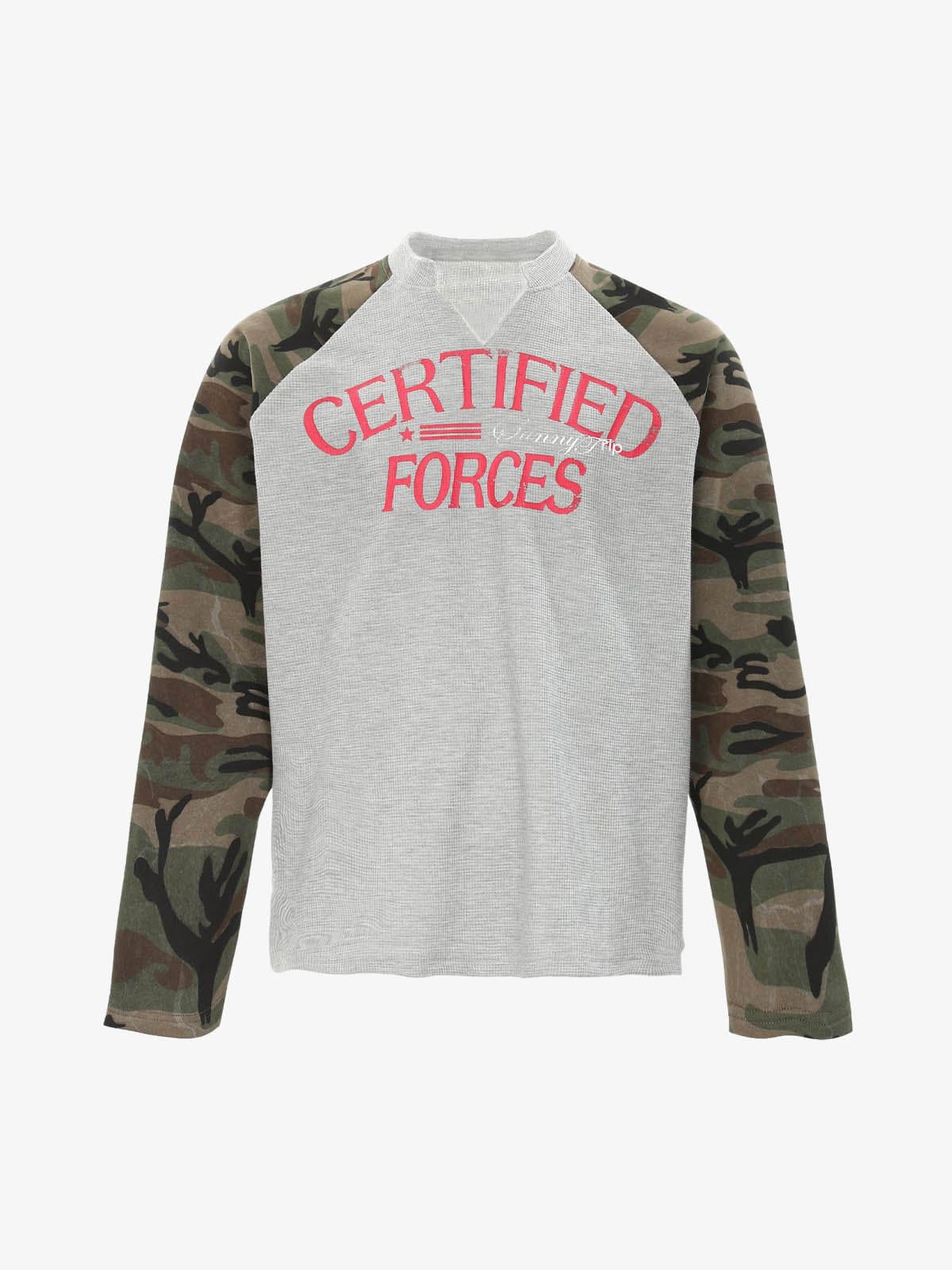 T-Shirt Manches Longues Camo Raglan Gris — T-Shirt Manches Longues Streetwear Y2K ShineAndGlory