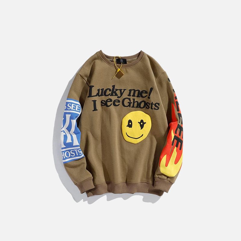 Sweat Lucky Me Kaki — Sweat Streetwear Y2K ShineAndGlory