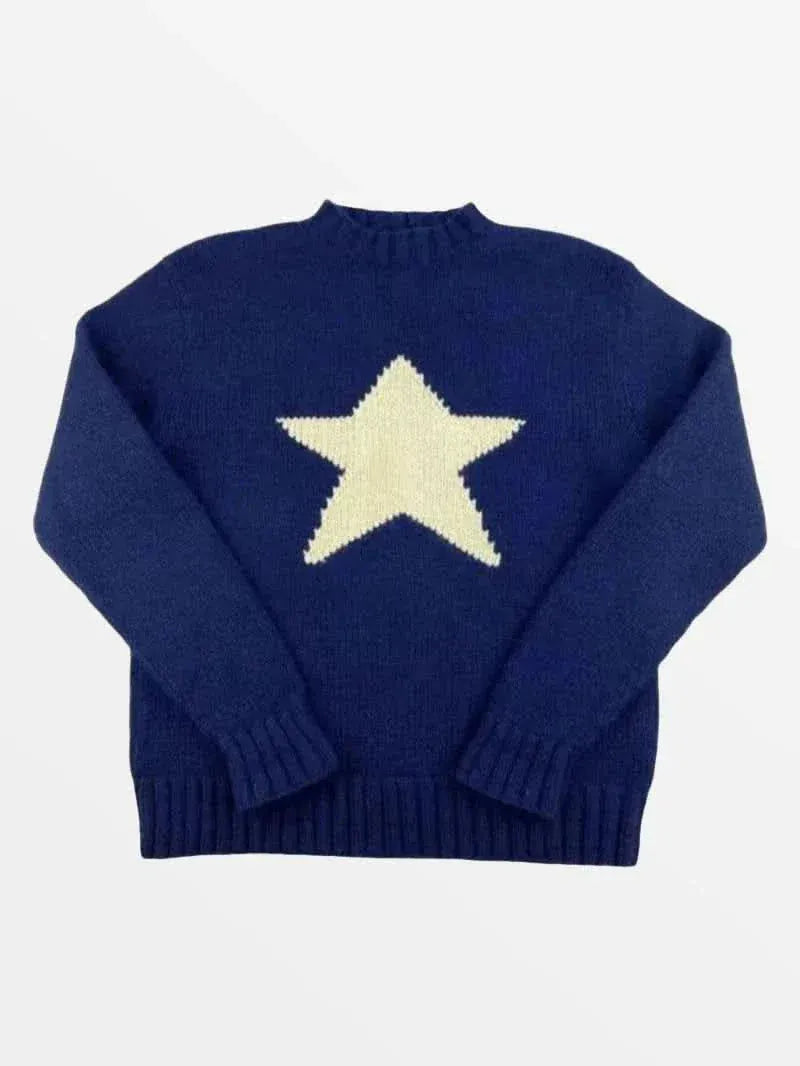 Pull en Maille Star Knit Bleu — Pull Knit Streetwear Y2K ShineAndGlory