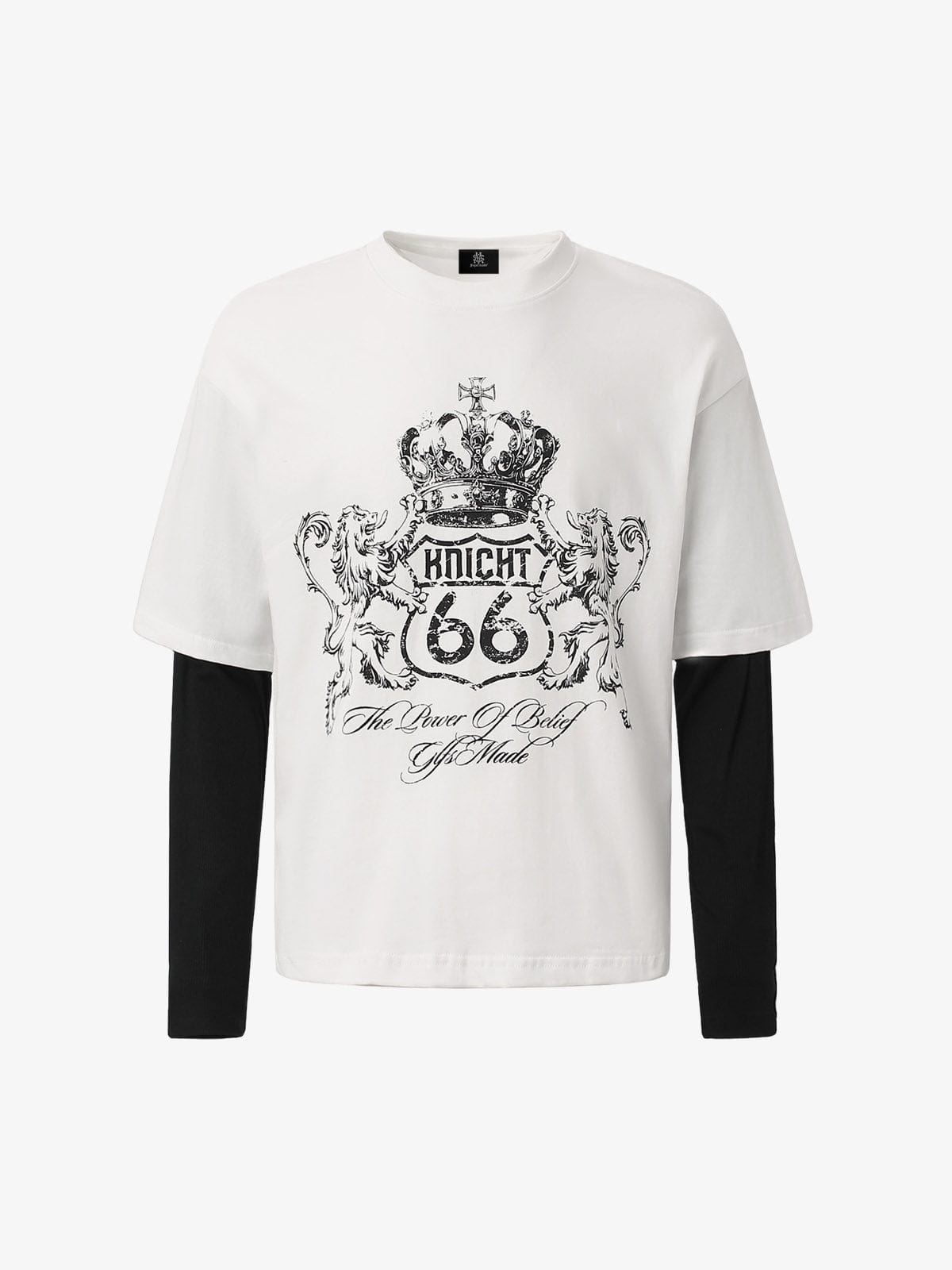 T-Shirt Manches Longues Colorblock Patch Blanc — T-Shirt Manches Longues Streetwear Y2K ShineAndGlory