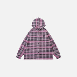 SUDADERA CON CREMALLERA "SUDADERA CON CAPUCHA DE CUADROS"