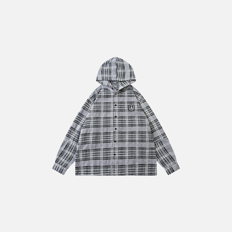 SUDADERA CON CREMALLERA "SUDADERA CON CAPUCHA DE CUADROS"