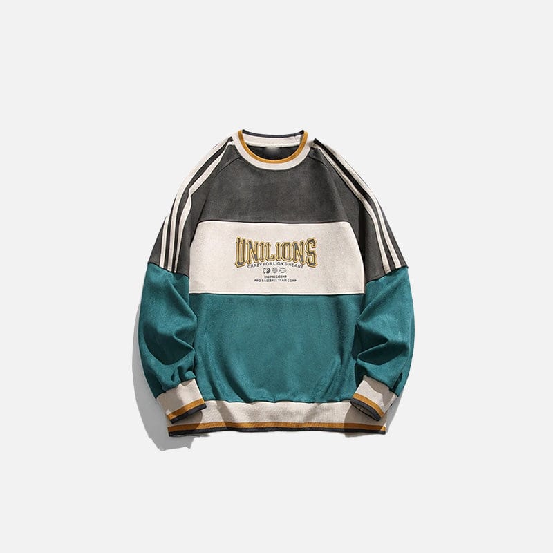 Sweat Patchwork Loose Vert — Sweat Streetwear Y2K ShineAndGlory