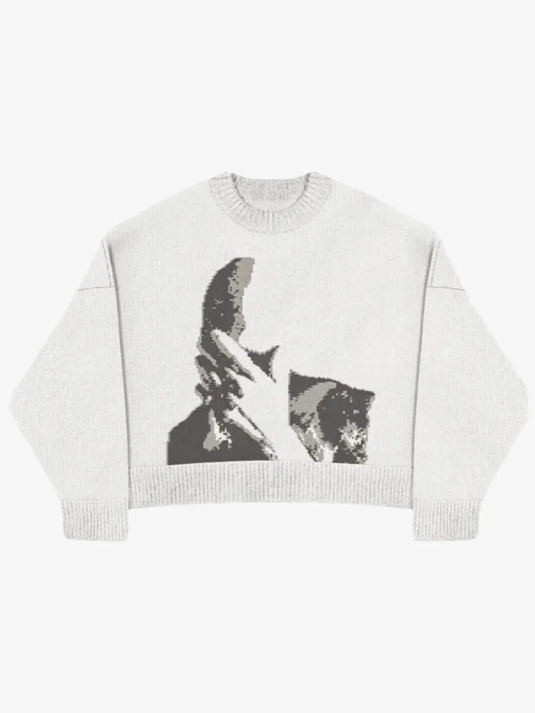 Pull en Maille Why? Blanc — Pull Knit Streetwear Y2K ShineAndGlory