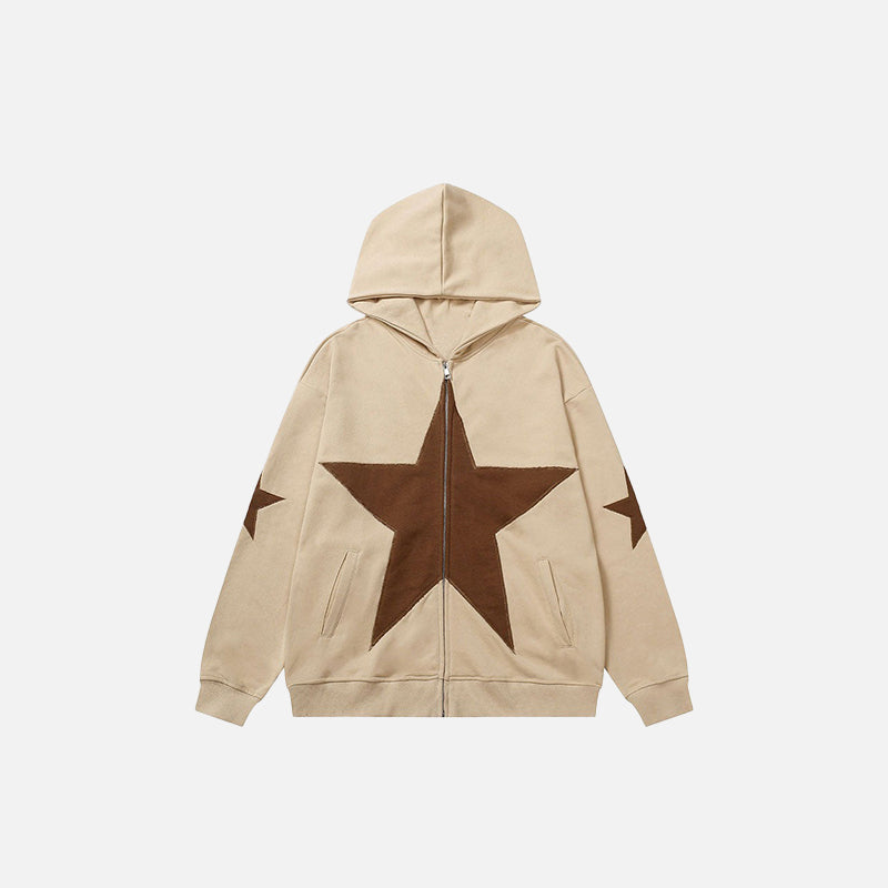 SUDADERA CON CREMALLERA "GRÁFICO ESTRELLA"