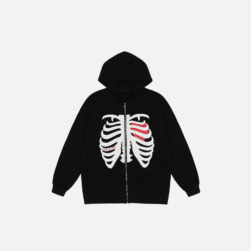 SUDADERA CON CREMALLERA "ESQUELETO TORÁCICO"