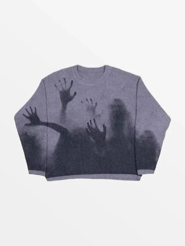 Pull en Maille Scary Bleu — Pull Knit Streetwear Y2K ShineAndGlory