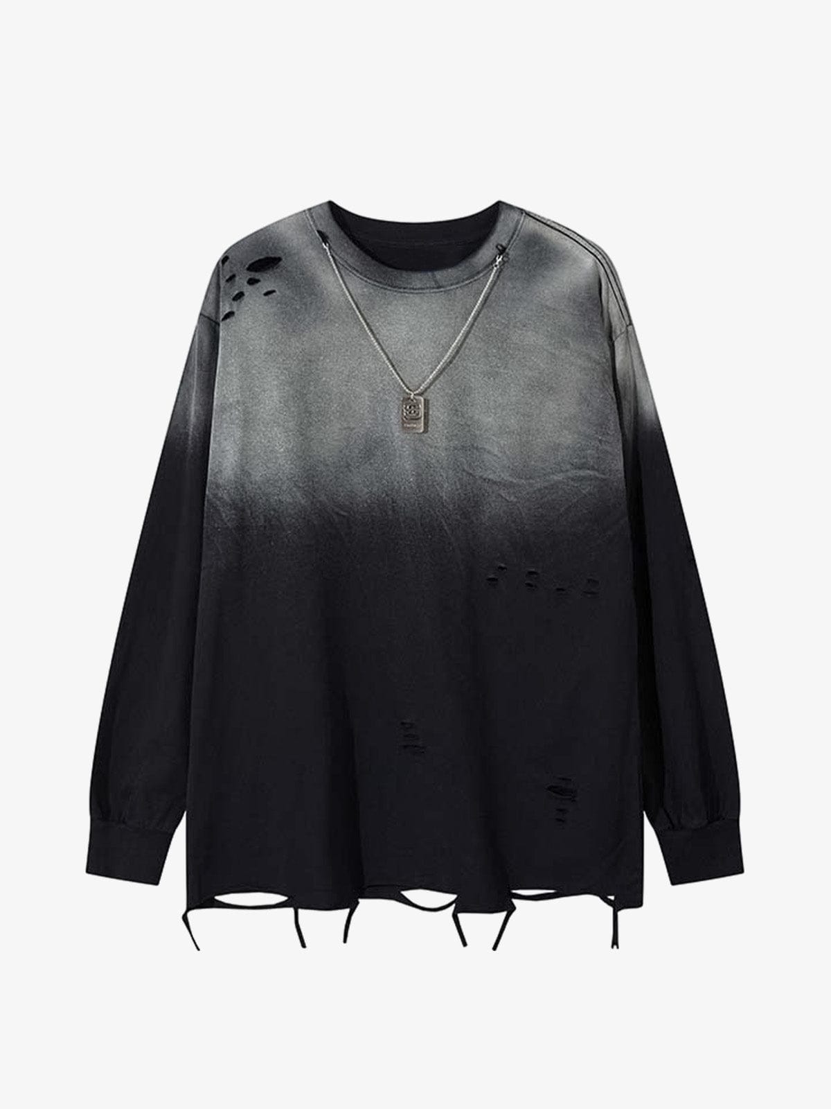 T-Shirt Manches Longues Holey Fade Noir — T-Shirt Manches Longues Streetwear Y2K ShineAndGlory