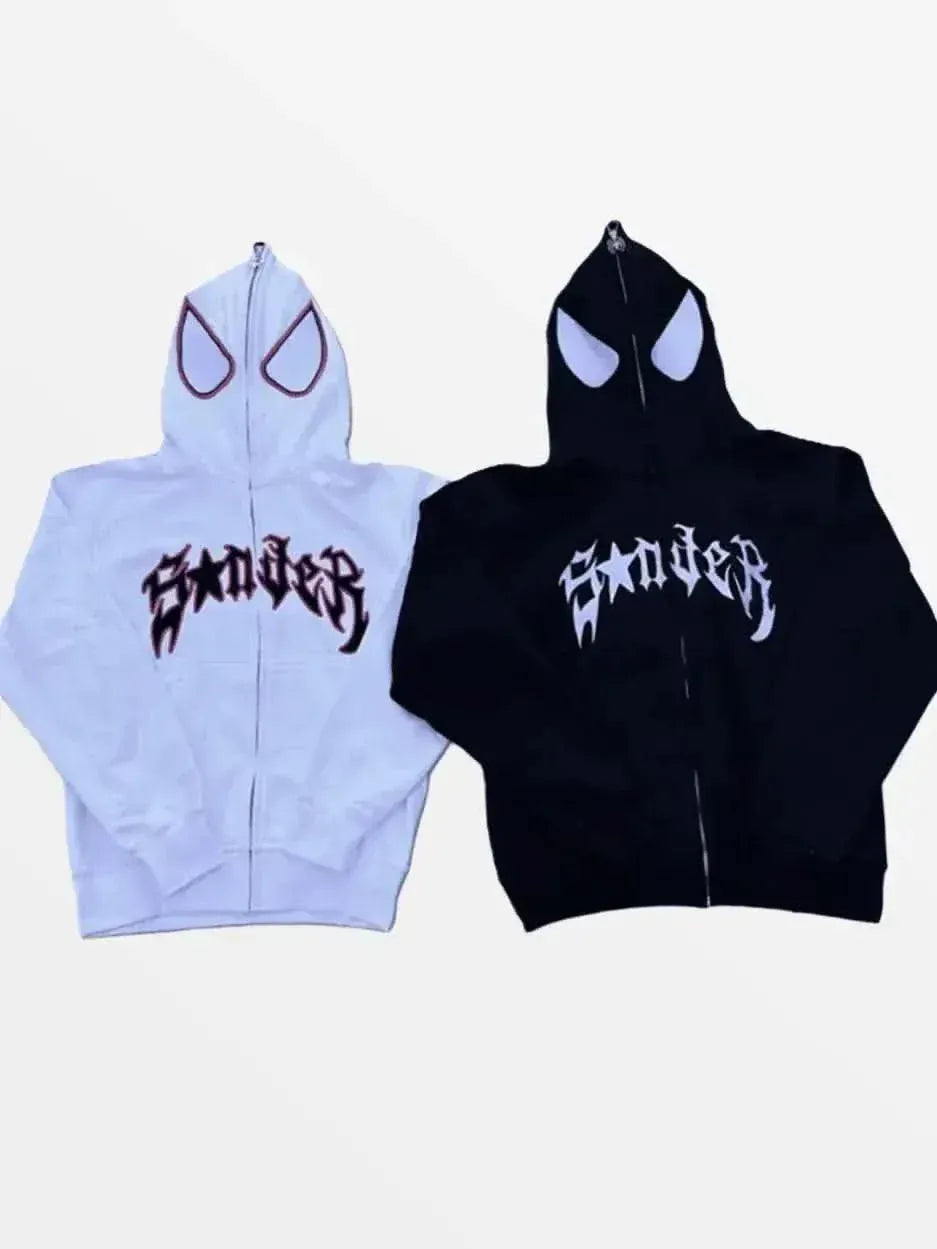 Hoodie Spider Web Noir — Hoodie Streetwear Y2K ShineAndGlory