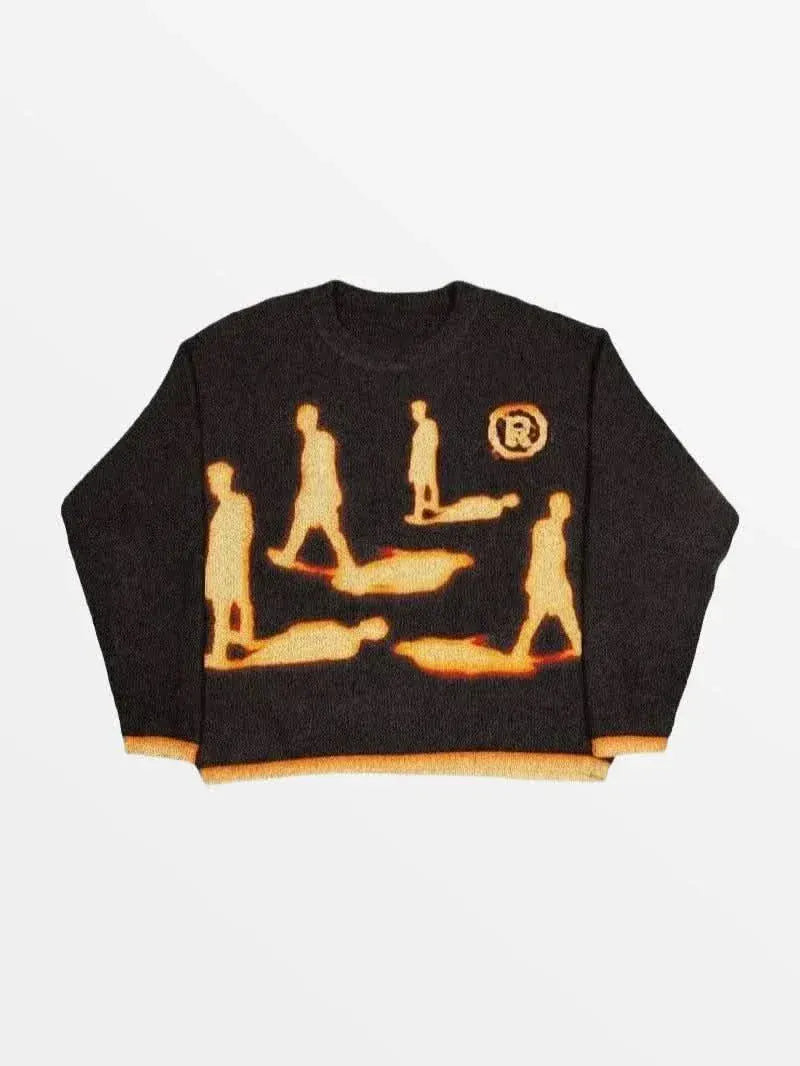 Pull en Maille Menfire Noir — Pull Knit Streetwear Y2K ShineAndGlory