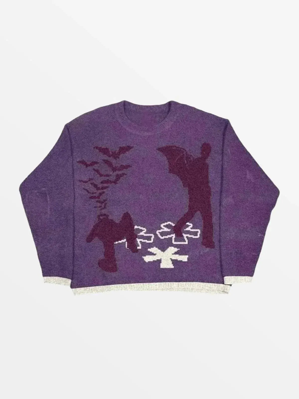 Pull en Maille Dracula Violet — Pull Knit Streetwear Y2K ShineAndGlory