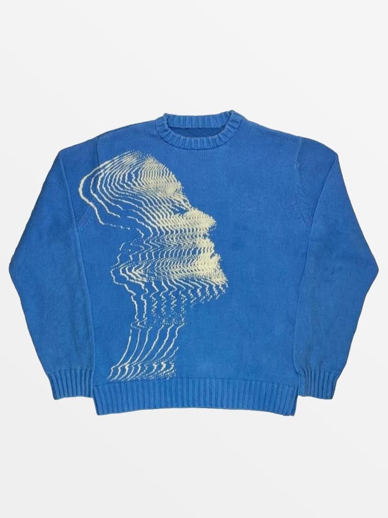 Pull en Maille Conscience Bleu — Pull Knit Streetwear Y2K ShineAndGlory