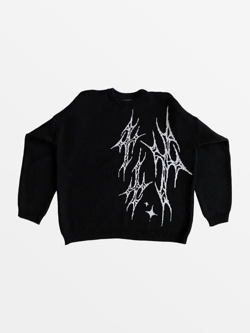 Pull en Maille Star Noir — Pull Knit Streetwear Y2K ShineAndGlory