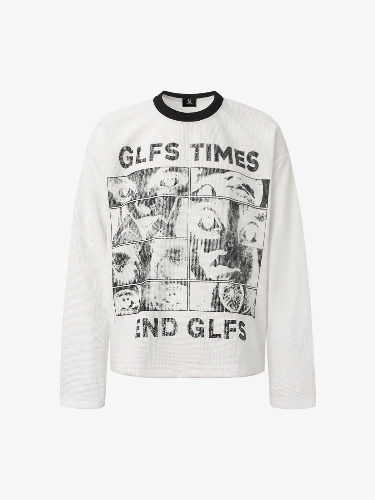 T-Shirt Manches Longues Letter Waffle Blanc — T-Shirt Manches Longues Streetwear Y2K ShineAndGlory