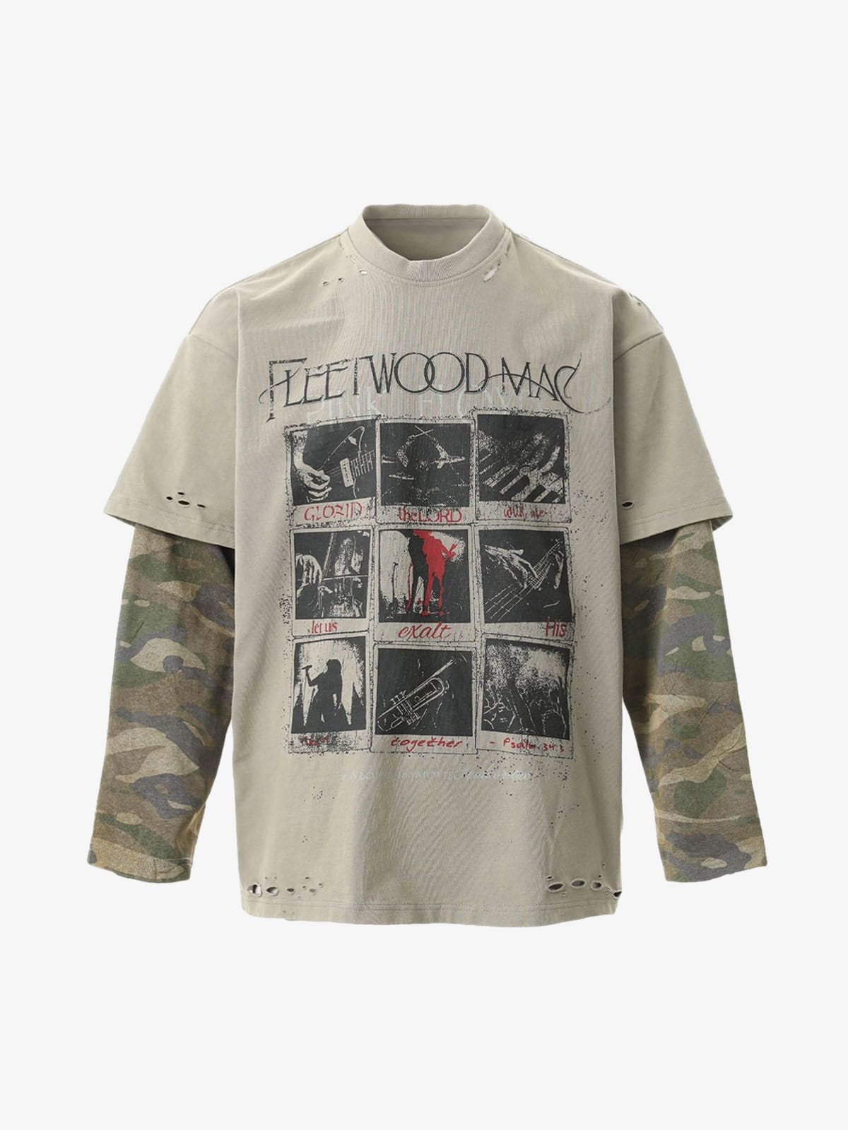 T-Shirt Manches Longues Distressed Camo Gris — T-Shirt Manches Longues Streetwear Y2K ShineAndGlory