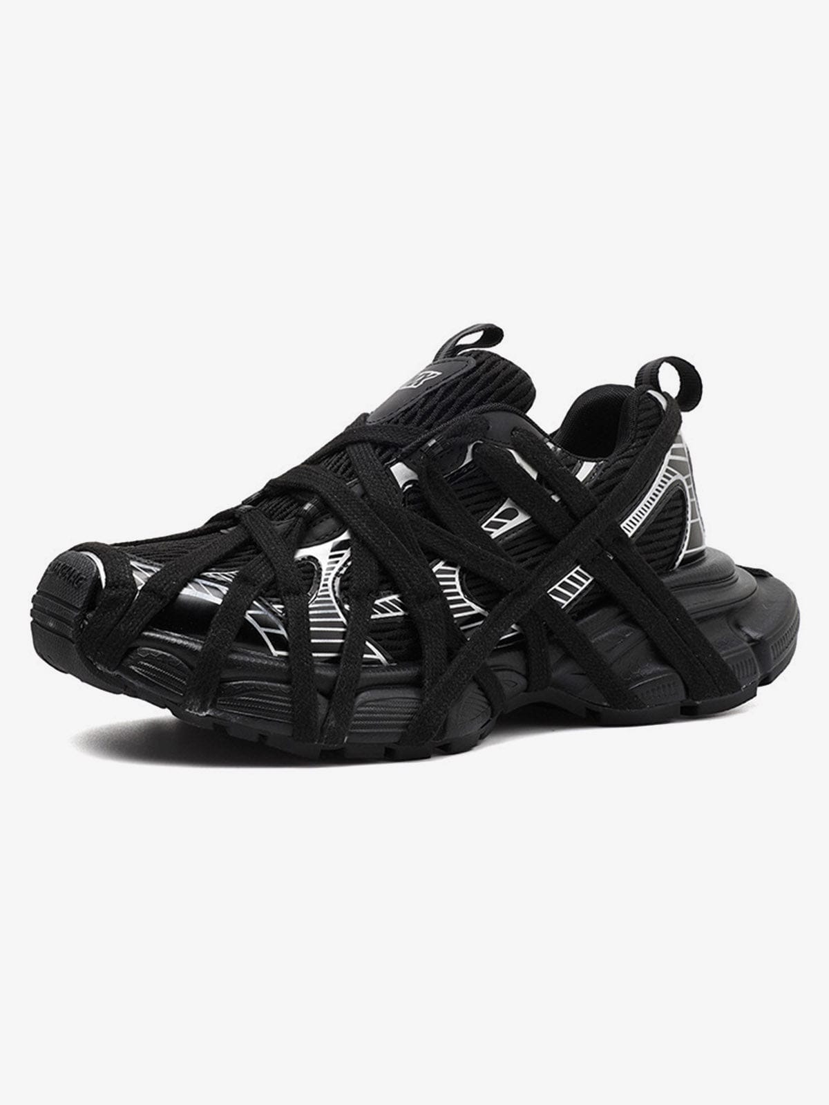 Sneakers Lace Noir — Sneakers Baskets Streetwear Y2K ShineAndGlory