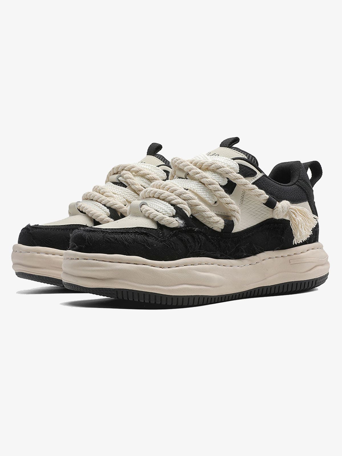 Sneakers Rope Lace Noir et blanc — Sneakers Baskets Streetwear Y2K ShineAndGlory