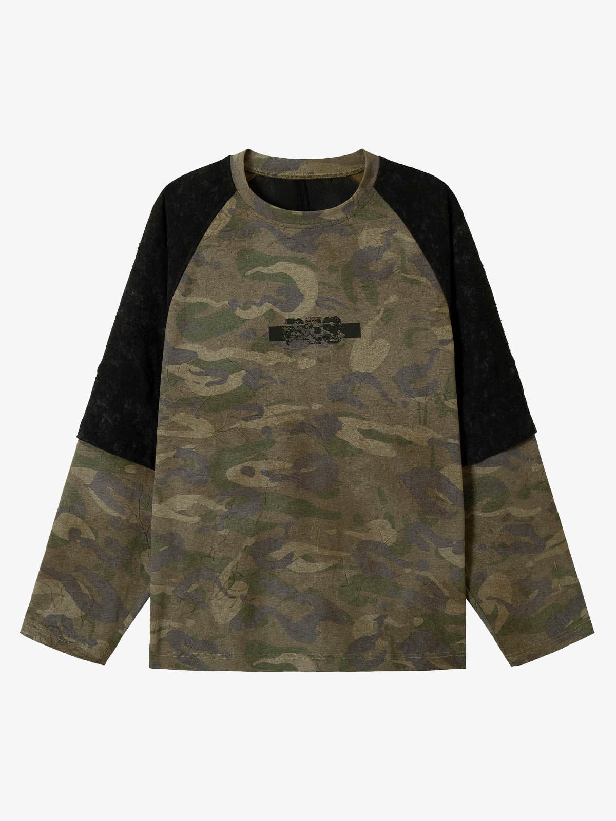 T-Shirt Manches Longues Camo Splice Vert — T-Shirt Manches Longues Streetwear Y2K ShineAndGlory