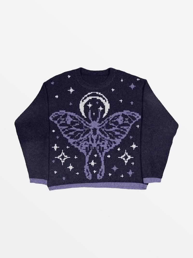 Pull en Maille Godbutterfly Noir — Pull Knit Streetwear Y2K ShineAndGlory