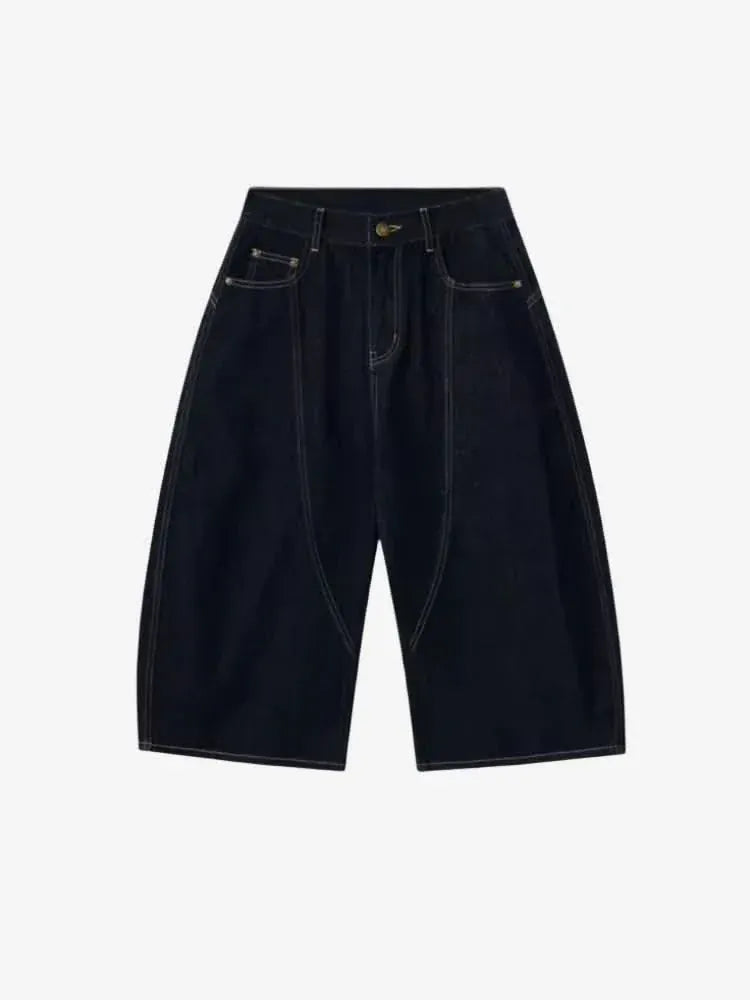 Short en Jean Barrel Bleu foncé — Short Denim Streetwear Y2K ShineAndGlory