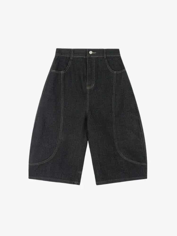 Short en Jean Lines Noir — Short Denim Streetwear Y2K ShineAndGlory